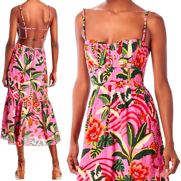 🌺🎉HP🎉🌺 NWT Farm Rio Pink Leopard Forest Midi Dress